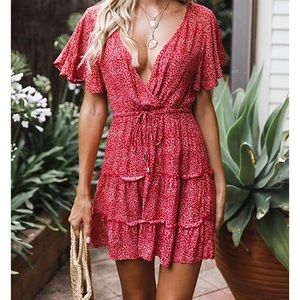 Red floral sun dress